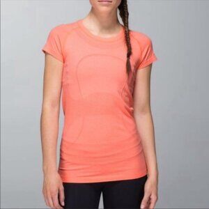 EUC Lululemon Swiftly Tech Short Sleeve Tee Coral Orange Size 10
